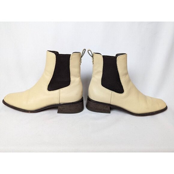Sam Edelman 7 Thelma Eggshell Chunky Heel Pull On Squared Toe Ankle Boots Bootie - Picture 9 of 16